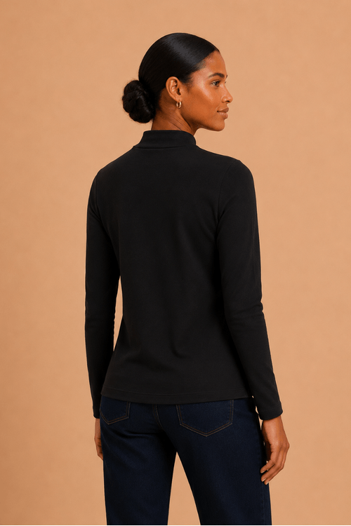 Blusa gola alta manga longa preto costas -1-